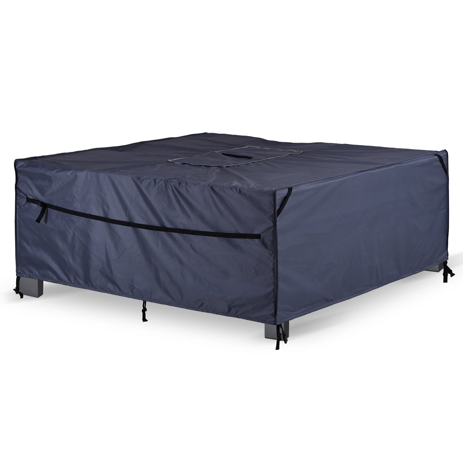 Patio Furniture Covers Waterproof - 420D Outdoor Table and Chair Set Cover with Built-in Storage Bag - Rectangular Patio Table Cover for 4-Seat Dining Set or Sectional Sofa (DarkGrey, 72''x72''x28'')