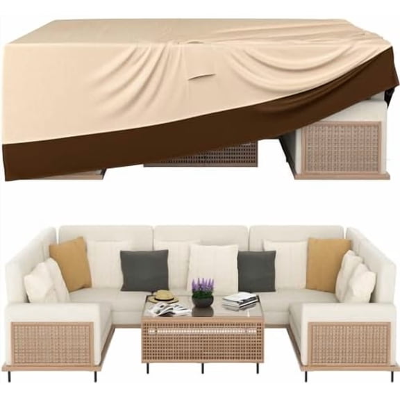 Patio Furniture Covers, Outdoor Furniture Cover Waterproof, General Purpose, Outside Table and Chair Covers, Heavy Duty 600D (90 Inch L x 62.2 Inch W x 28.3 Inch H)-Brown