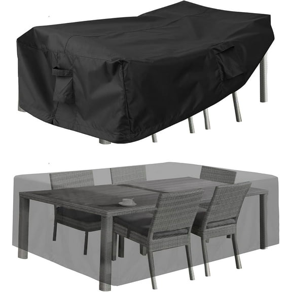 Patio Furniture Covers, Outdoor Table Furniture Cover Waterproof Rectangle, Patio Sectional Couch Set Cover for Deck, Lawn and Backyard, UV Resistant, 110"L x 84"W x 28"H, Black