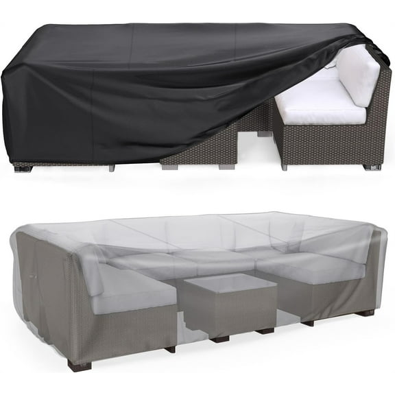 Patio Furniture Covers,Tutuviw Heavy Duty 420D Outdoor Furniture Covers,Anti-UV Outside Sectional Sofa Set Covers,Waterproof Oxford Patio Table Cover for Outdoor Chair Set Desk(Black,84"L×52"W×29"H)