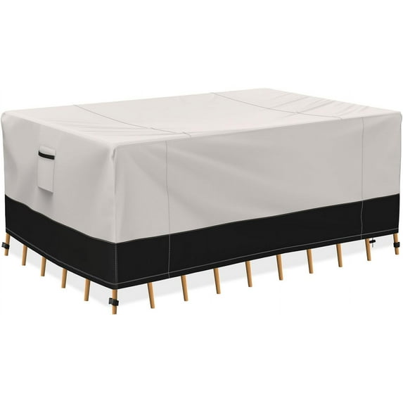 Patio Furniture Covers Waterproof - 600D Heavy Duty Tear Resistant Outdoor Table Cover,Wind & Snow Resistant Outdoor Furniture Cover,Patio Table Cover For Table And Chair Sets 90 X 62 X 28 In