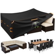 YEERSWAG Extra Large Outdoor Furniture Cover Waterproof, 124 x 63 x 29 Patio Set Cover Weatherproof 420D Oxford Outdoor Dining Set Cover with Vent for Outside Tables, Sofa, Chairs, Black
