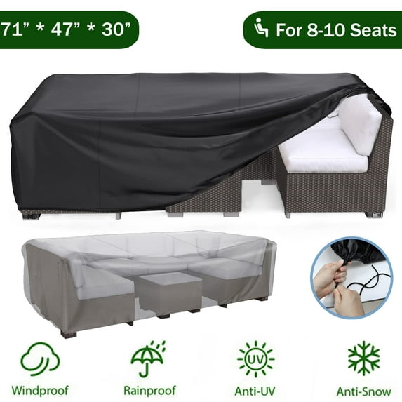 Patio Furniture Covers Waterproof, Outdoor Furniture Set for Winter, Durable Outdoor Furniture Covers with 4 Windproof Buckles,Black Patio Table Cover Fits