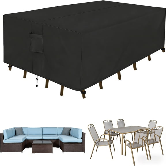 Patio Furniture Covers Waterproof, Rectangular Outdoor Table Chair Sofa Set Cover, Black,63"Wx43"Dx28"H