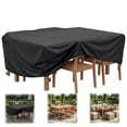 thumbnail image 1 of Seralis Outdoor Table Cover 98"x78"x31" Black Patio Furniture Set Cover Waterproof Rip-Resistant with Windproof Buckles, 1 of 10