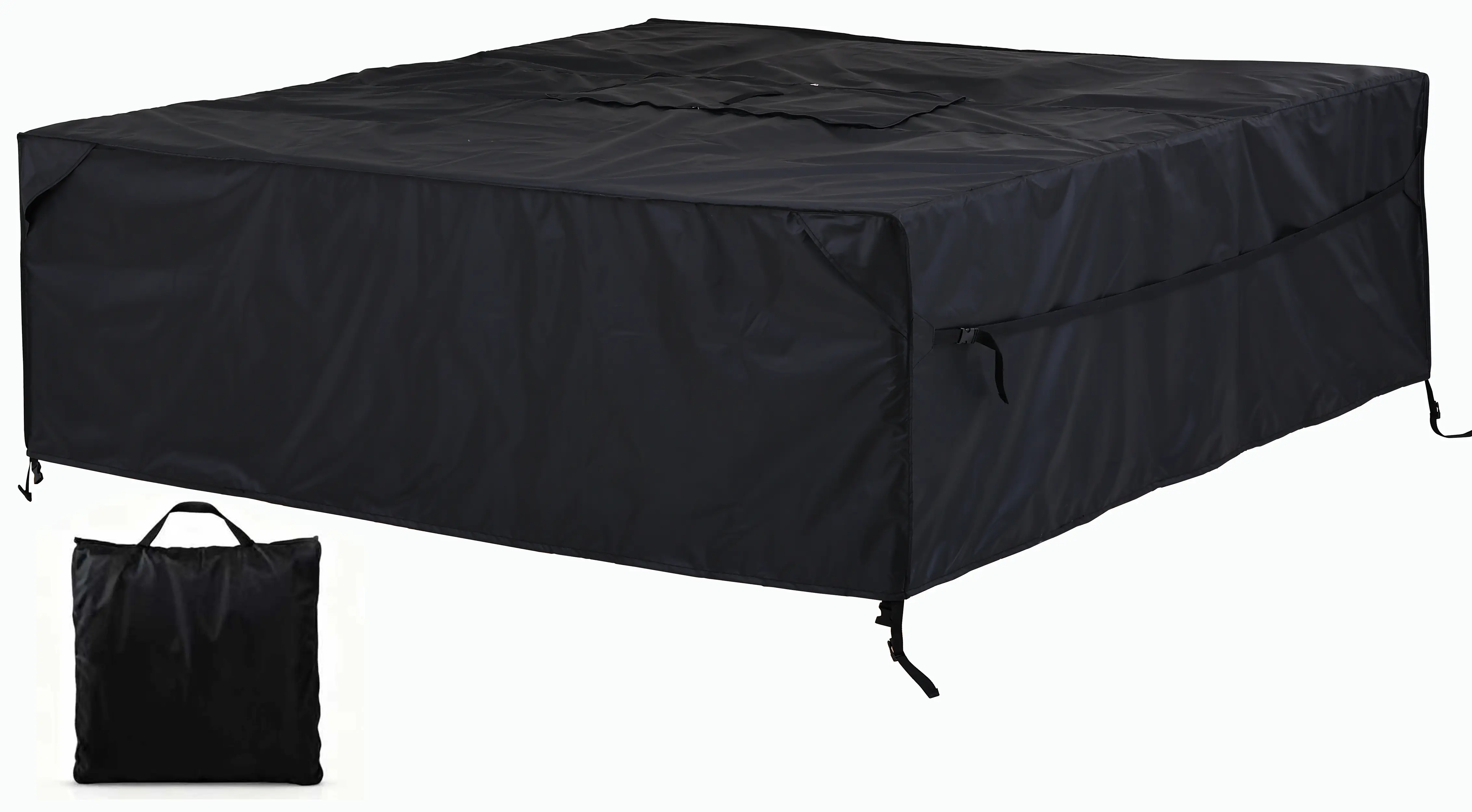 Patio Furniture Covers Waterproof - 420D Outdoor Table and Chair Set Cover with Built-in Storage Bag - Rectangular Patio Table Cover for 4-Seat Dining Set or Sectional Sofa(Black,72"W x72"Dx28"H)