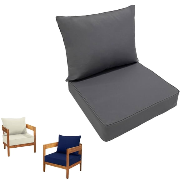 Patio Furniture Cushions Replacement, Outdoor Deep Seat Couch Cushion and Backrest Pillow with Waterproof Removable Cover for Sectional Sofa Set