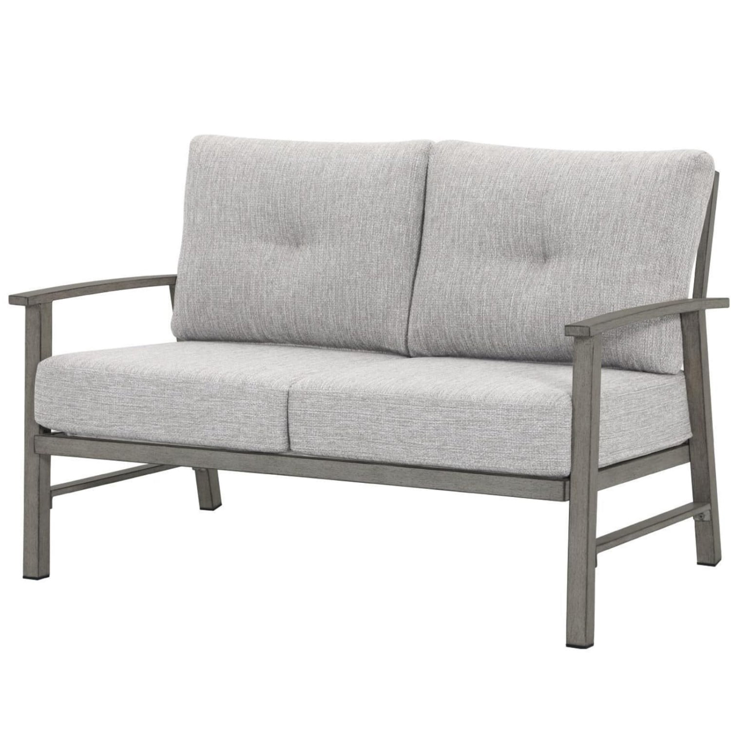 Patio Furniture Loveseat Sofa, Outdoor Aluminum Patio Couch with 5.9" Thick Cushions, All Weather 2-Seat Outdoor Conversation Sofa, Modern Patio Loveseat for Garden, Backyard, Porch, Dark Gray
