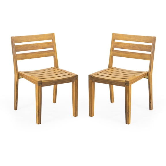 Patio Furniture Outdoor Acacia Wood Dining Side Chair,Teak Finish (Set of 2),Outdoor Sofa