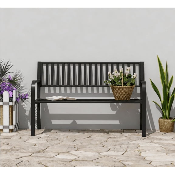 Patio Furniture, Outdoor Garden Bench, Patio Bench, Black Outdoor Sofa,Steel Patio Chairs, Garden & Outdoor & Patio Furniture Patio Seating Outdoor Garden Bench, Patio Bench