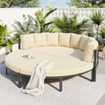 thumbnail image 1 of Patio Furniture Outdoor Round Daybed, 4 Pieces All Weather Metal Conversation Sectional Sofa Set with Removable Cushions and Separate Seating for Patio Lawn Garden Backyard Porch Pool, Beige, 1 of 6