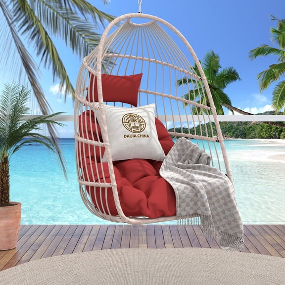 Patio Furniture Outdoor garden rattan egg swing chair hanging chair PE hanging chair red,Outdoor Sofa