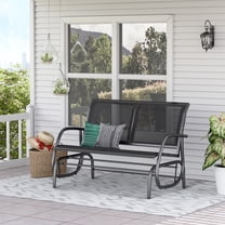 Patio Furniture Outsunny 2-Person Outdoor Glider Bench, Patio Double Swing Rocking Chair Loveseat w/ Powder Coated Steel Frame for Backyard Garden Porch, Black,Patio Chairs