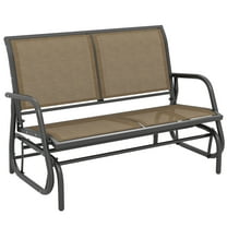 Patio Furniture Outsunny 2-Person Outdoor Glider Bench, Patio Double Swing Rocking Chair Loveseat w/Powder Coated Steel Frame for Backyard Garden Porch, Light Mixed Brown,Patio Chairs