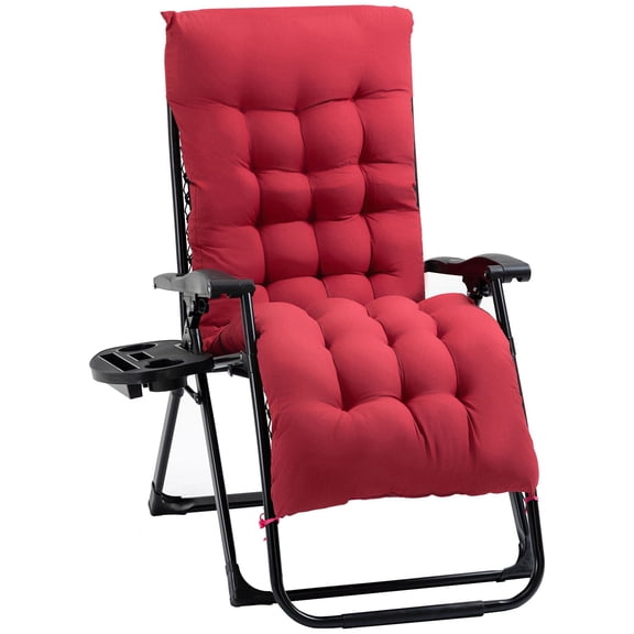 Patio Furniture Outsunny Zero Gravity Chair, Folding Reclining Lounge Chair with Padded Cushion, Side Tray for Indoor and Outdoor, Supports up to 264 lbs., Red,Outdoor Sofa