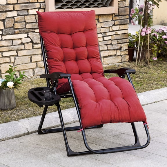 Patio Furniture Outsunny Zero Gravity Chair, Folding Reclining Lounge Chair with Padded Cushion, Side Tray for Indoor and Outdoor, Supports up to 264 lbs., Red,Patio Chairs