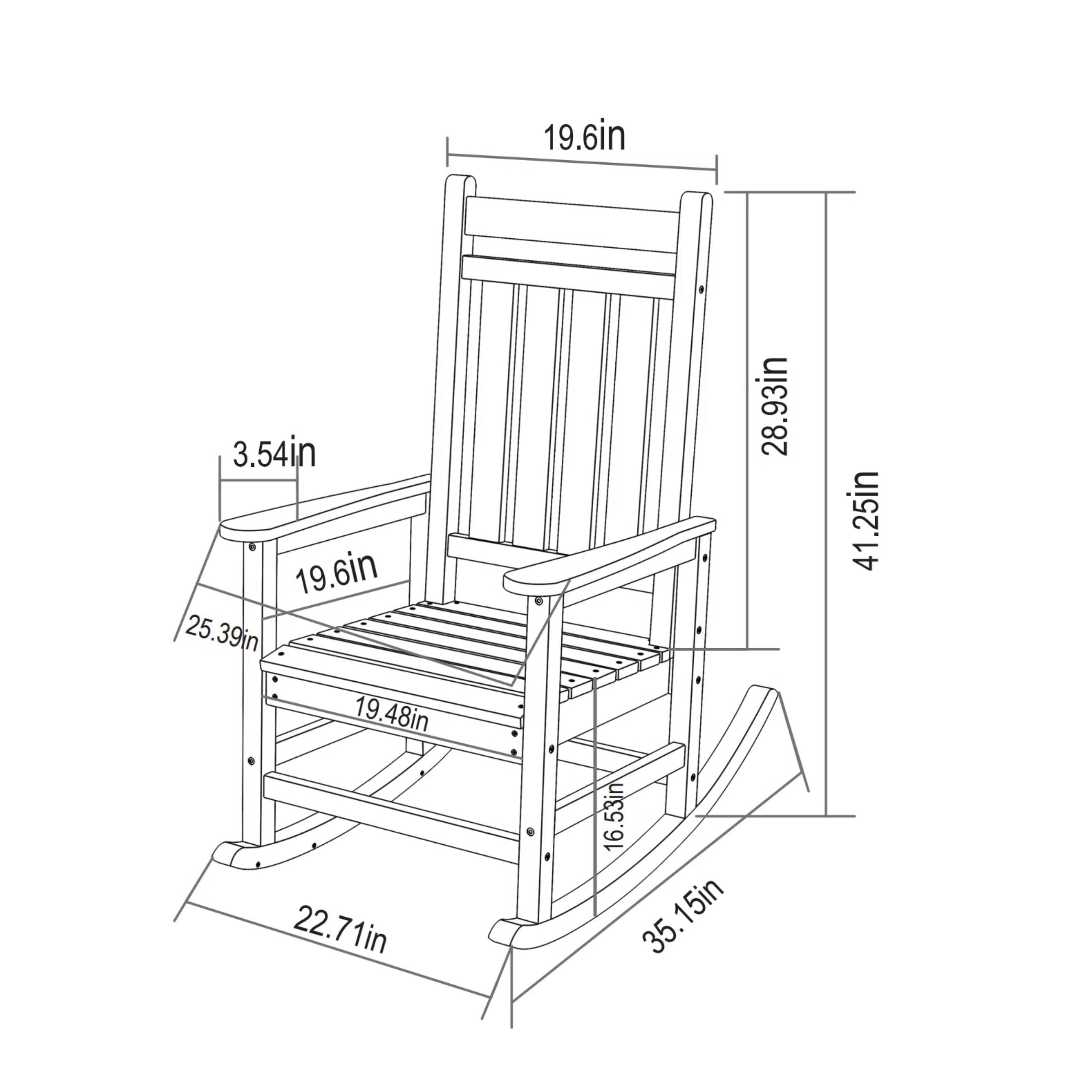 Patio Furniture Oversized Rocking Chair with Wood-Texture, Outdoor Rocking Chair for Adults, All Weather Resistant Porch Rocker for Lawn Garden, Navy Blue,Outdoor Sofa
