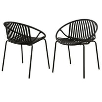 Patio Furniture Patio Dining Chairs Stackable Chairs with Breathable Design Modern Simple Art Style (Set of 2),Metal Legs Plastic backrest,Black,Outdoor Sofa