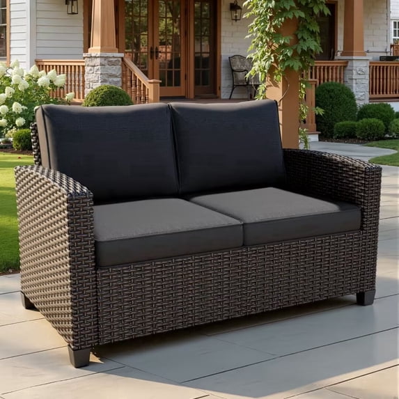 Patio Furniture Set 1 Piece - All-Weather - Rattan Wicker Outdoor Patio Conversation Set, Modular Sectional Sofa for Backyard, Garden, Patio, Poolside