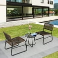 thumbnail image 1 of Patio Furniture Set 3 Piece Mixture Pattern PE Rattan Steel Frame Chair And Modern Round Table, Brown and Black , 1 of 8