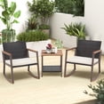 thumbnail image 1 of Patio Furniture Set,  3 Pieces Patio Set with Rattan Rocking Chairs with Coffee Table and Cushions Included, Wicker Bistro Conversation Sets, Brown and Beige, 1 of 7