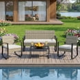 thumbnail image 1 of Patio Furniture Set, Lofka 4 Pieces Outdoor Conversation Set with Rattan Chairs & Loveseat, Removable Cushions for Garden Backyard, Gray, 1 of 10