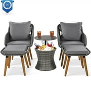 Ourdoor Furniture Patio Set, 3 Pieces PE Wicker Swivel & Rocking Chairs with Cushions, All-weather Patio Furniture for Porch Balcony