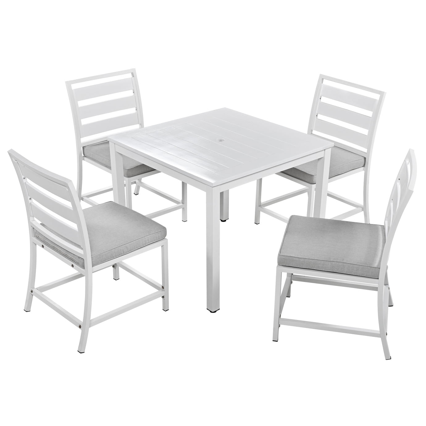 Patio Furniture Set of 5, Outdoor Square Dining Table with 4 Chairs and