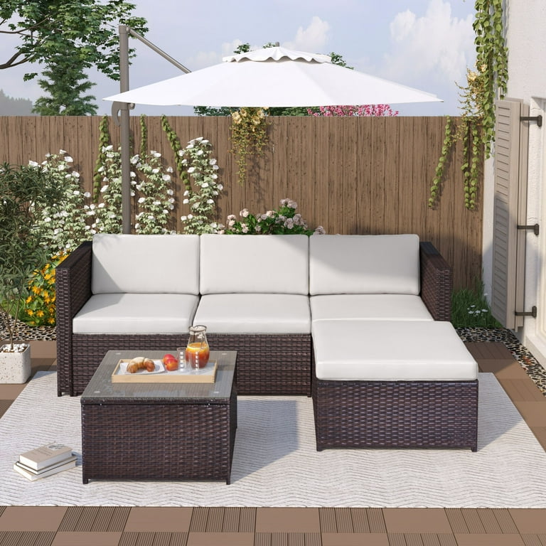 Grey and cream 2025 rattan garden furniture