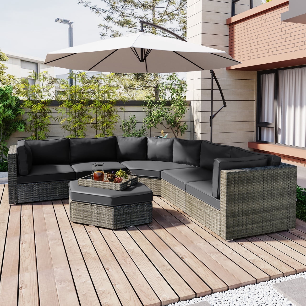 Patio Furniture Set, 6 Piece Outdoor Conversation Set All Weather ...