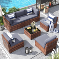 Patio Furniture Set 7 Pieces Outdoor Modular Conversation Set Wicker