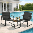 thumbnail image 1 of 3 Pieces Outdoor Bistro Set, Aiho Patio Furniture Set with Glass Table, Patio Chairs Set for Yard, Lawn, Poolside, Black, 1 of 11
