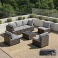 thumbnail image 1 of Patio Furniture Set - All-Weather - 7 Piece Patio Outdoor Conversation Set, Modular Wicker Rattan Sectional Sofa for Backyard, Garden, Poolside, Balcony, Porch, Patio, Brown/Light Gray, 1 of 7