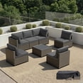 thumbnail image 1 of Patio Furniture Set - All-Weather - 7 Piece Patio Outdoor Conversation Set, Modular Wicker Rattan Sectional Sofa for Backyard, Garden, Poolside, Balcony, Porch, Patio, Brown/Dark Gray, 1 of 8