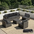 thumbnail image 1 of Patio Furniture Set - All-Weather - 7 Piece Patio Outdoor Conversation Set, Modular Wicker Rattan Sectional Sofa for Backyard, Garden, Poolside, Balcony, Porch, Patio, Black/Dark Gray, 1 of 7