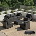 thumbnail image 1 of Patio Furniture Set - All-Weather - 7 Piece Patio Outdoor Conversation Set, Modular Wicker Rattan Sectional Sofa for Backyard, Garden, Poolside, Balcony, Porch, Patio, Black/Black, 1 of 7