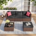 thumbnail image 1 of Lofka 5-Piece Outdoor Patio Furniture Set, Wicker Conversation Set with Coffee Table & Removable Cushions, Weather Resistant for Yard Poolside, Black, 1 of 11