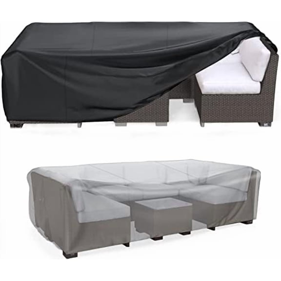 Patio Furniture Set Cover Waterproof, Outdoor Sectional Sofa Set Cover Heavy Duty 600D Table and Chair Set Cover 98" L× 78" W× 30" H