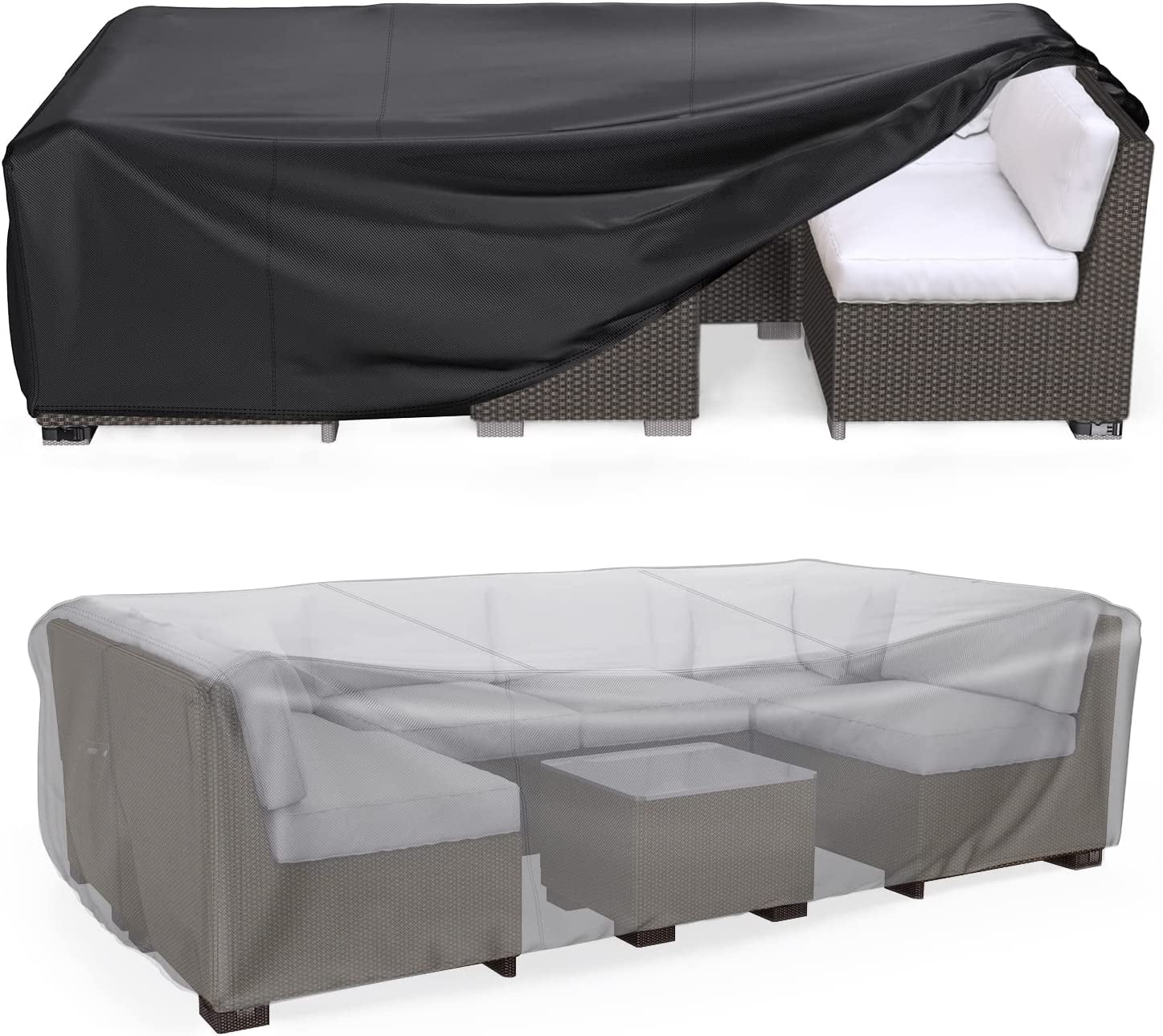 Patio Furniture Set Cover Waterproof, Waterbb Outdoor Sectional Sofa Set Cover Heavy Duty 600D Table and Chair Set Cover 124" L× 70.8" W× 29.1" H