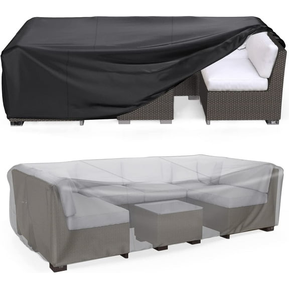 Patio Furniture Set Cover Waterproof, Waterbb Outdoor Sectional Sofa Set Cover Heavy Duty 600D Table and Chair Set Cover 124" L× 70.8" W× 29.1" H