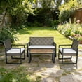 thumbnail image 1 of Patio Furniture Set, Outdoor Furniture, 4-Piece Conversation Set with Acacia Wood Table, PE Rattan Wicker Chairs and Waterproof Cushions, Modern Brown, 1 of 6