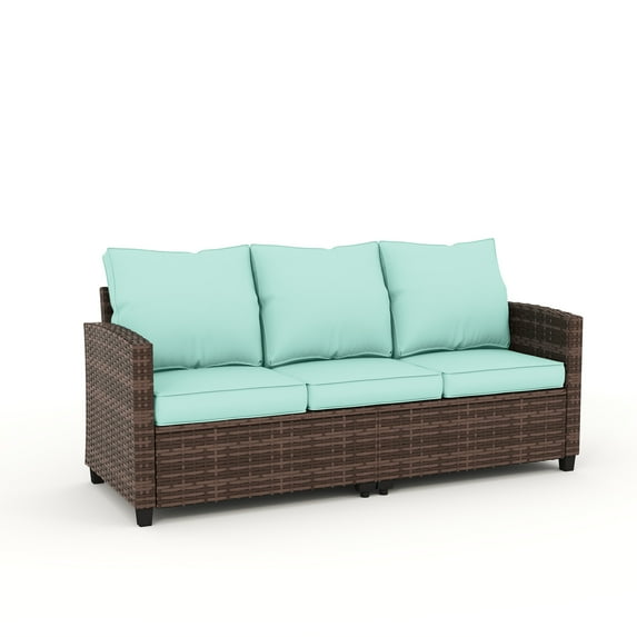 Patio Furniture Set, Outdoor Sectional Sofa Couch with Chairs, Ottomans and Thick Cushions, All Weather Wicker Rattan Patio Conversation Set
