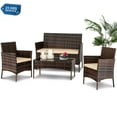 Patio Furniture Set on Sale, 4 Pieces Outdoor Rattan Conversation Sofa