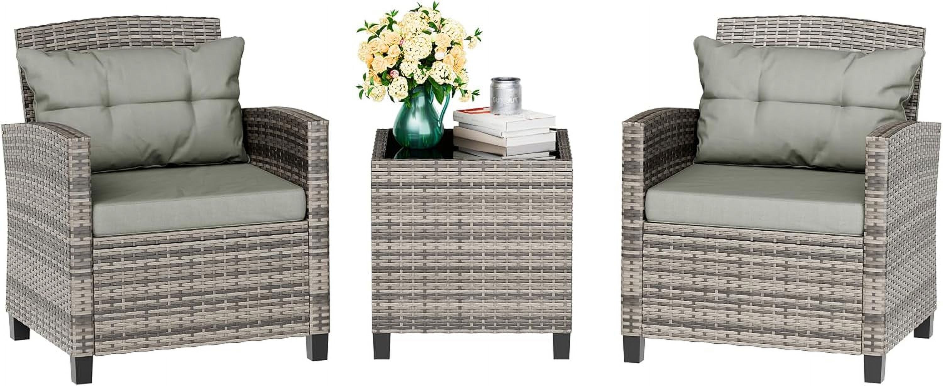 Patio Furniture Set Small Outdoor Wicker Rattan Front Porch Bistro Set