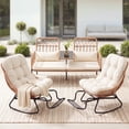 thumbnail image 1 of Patio Furniture Set Tappio 4 Pieces Outdoor Conversation Set with Adjustable Footrest Rattan Rocking Chairs & Loveseat, Removable Cushions for Garden Backyard, Beige, 1 of 8
