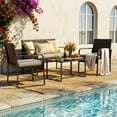 thumbnail image 1 of Patio Furniture Set for 4, Outdoor Bistro Set with Textilene Rocking Chairs, Loveseat and Glass Table for Backyard Porch, White, 1 of 9