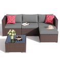 thumbnail image 1 of Patio Furniture Set on Sale, Asofer 5 PCS Outdoor Sectional Furniture Sofa Set with Cushion & Glass Table, Gray, 1 of 9