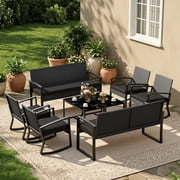 Patio Furniture Set on Sale, Outdoor Conversation Set with Rattan Rocking Chair &amp; Coffee Table for Backyard, Poolside Porch, Black deal from Walmart