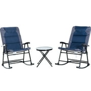 Patio Furniture Set with Glass Table & Rocking Chairs / Secure Locking & Easy Transport / Porch, Tailgating