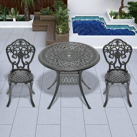 Patio Furniture Sets 3-Piece Set Of All-Weather Cast Aluminum Dining Furniture Set With Black Frame,Outdoor Patio Furniture Sets